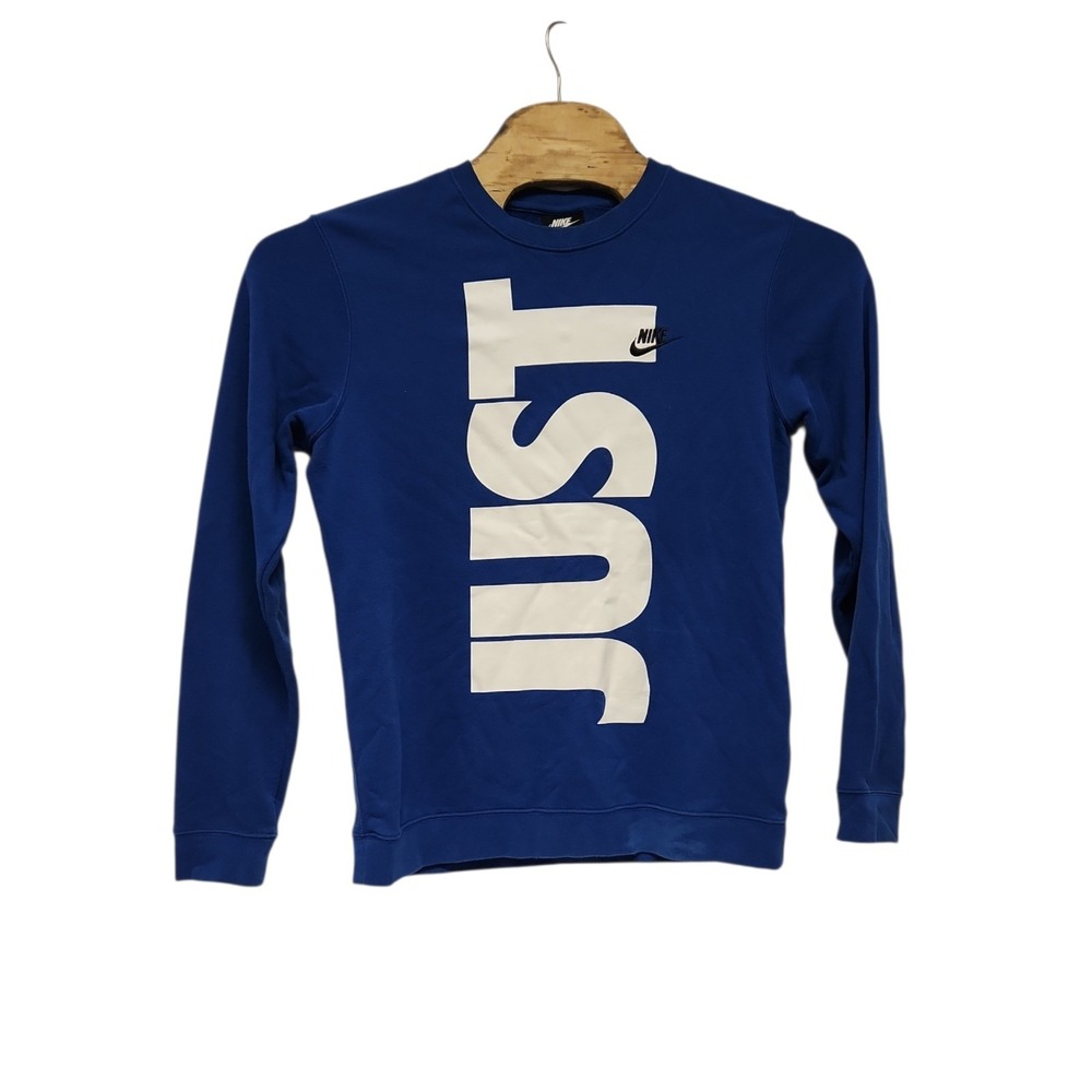 Crewneck JUST DO IT Swoosh Sweatshirt Sz Medium‎ Long Sleeve Royal Blue